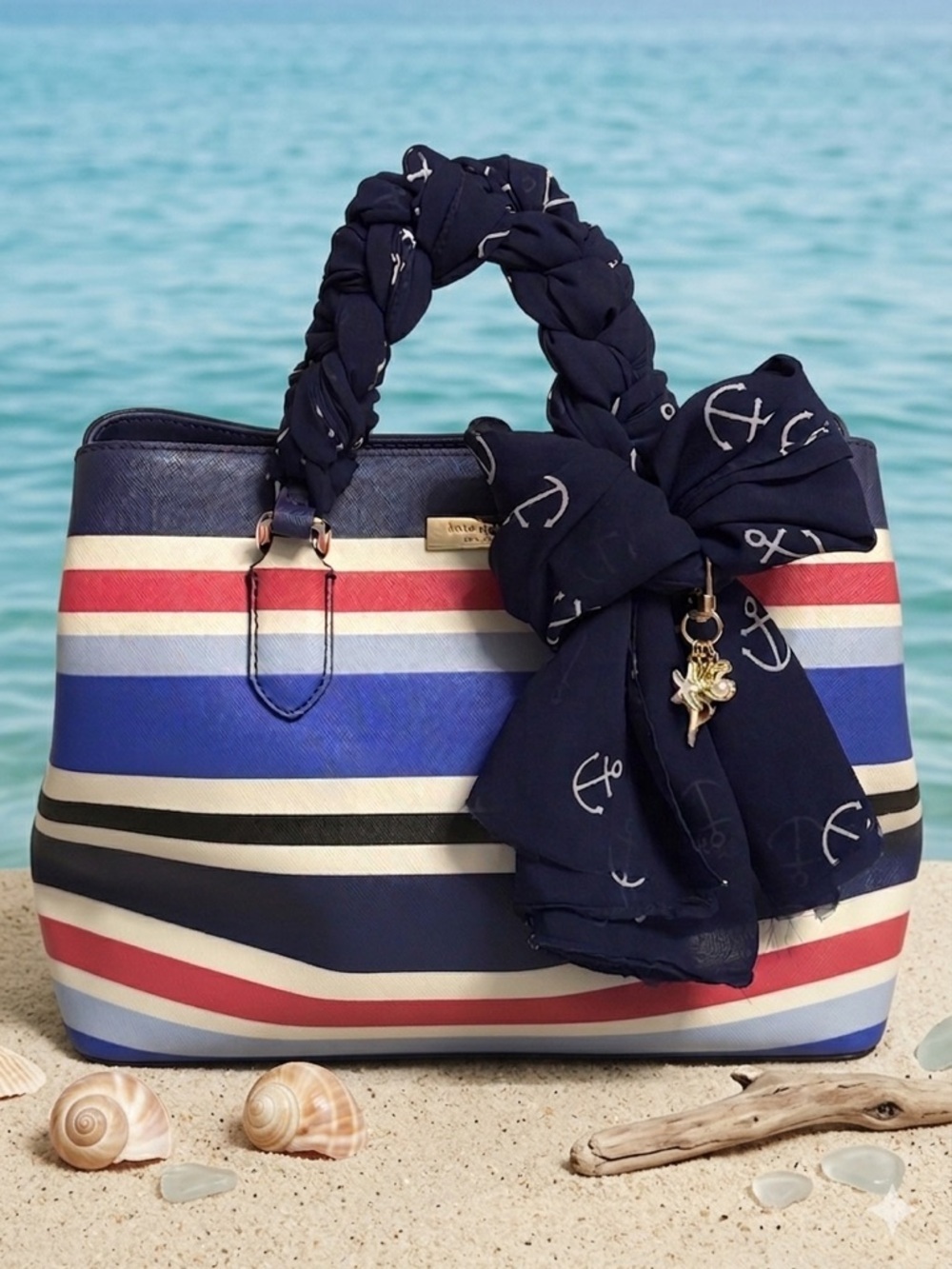⚓️🏝️Kate Spade Laurel Way Evangelie Stripe Satchel - Nautical Cruise✨ - Picture 2 of 5